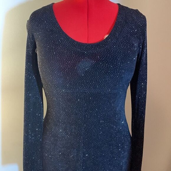 Rabbit Rabbit Designs Black Slinky Sparkly Maxi Dress Size 6 Prom Metallic - Picture 7 of 12